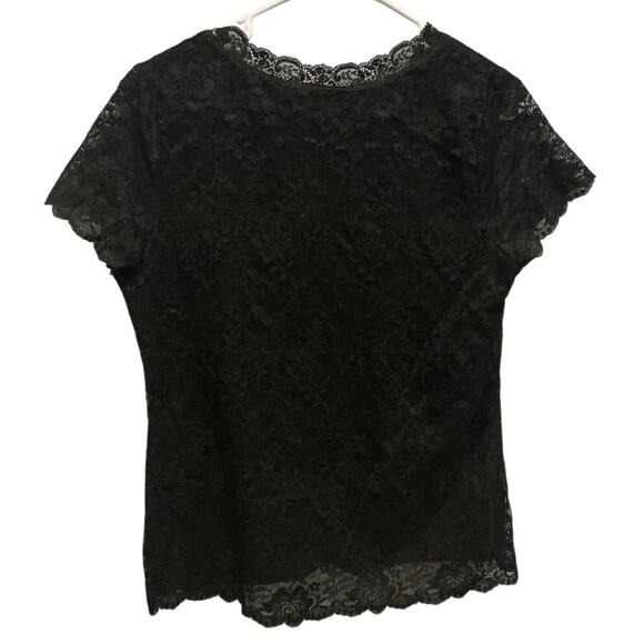 Vintage Ann Taylor Womens Y2K Lace Babydoll Top Size Large Black Romantic Witchy - Picture 4 of 7